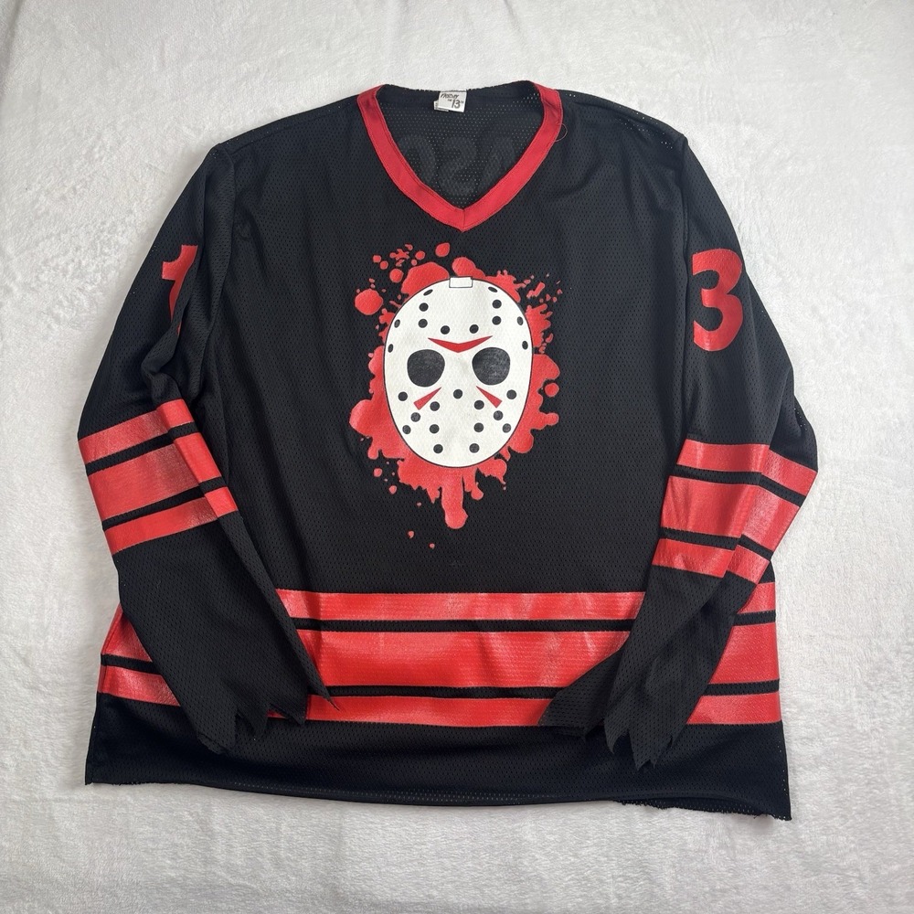 Friday The 13th Jason Voorhees Black Long Sleeve Hockey Jersey Men's L/XL